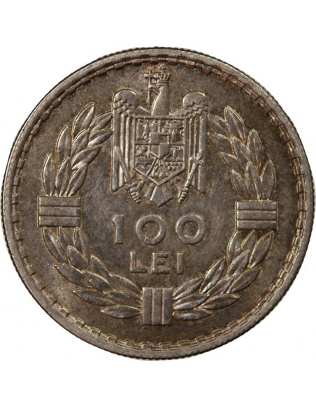 ROUMANIE, CAROL II - 100 LEI ARGENT 1932 HEATON