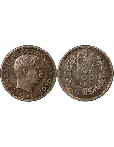 ROUMANIE, CAROL II - 100 LEI ARGENT 1932 HEATON