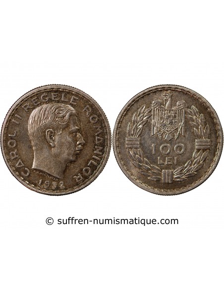 ROUMANIE, CAROL II - 100 LEI ARGENT 1932 HEATON