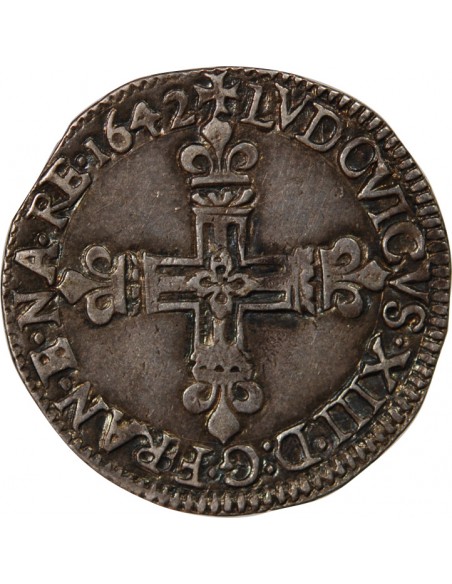 LOUIS XIII - 1/4 ECU ARGENT 1642 L BAYONNE
