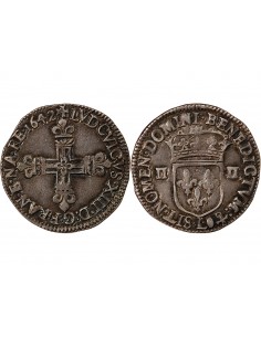 LOUIS XIII - 1/4 ECU ARGENT 1642 L BAYONNE 2