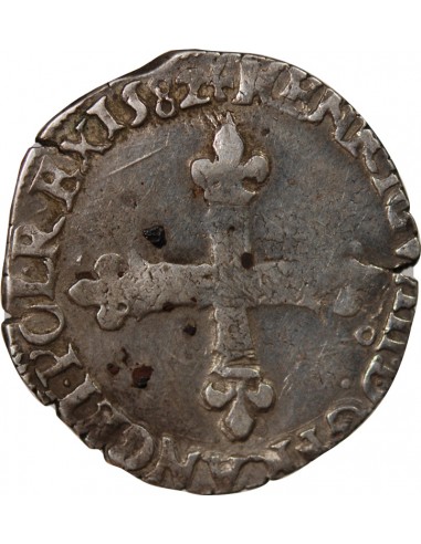 HENRI III - 1/8 ECU ARGENT 1582 RENNES