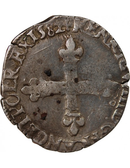 HENRI III - 1/8 ECU ARGENT 1582 RENNES
