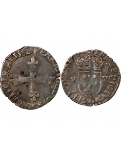 HENRI III - 1/8 ECU ARGENT 1582 RENNES 2