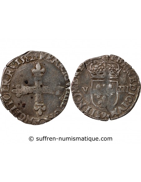 HENRI III - 1/8 ECU ARGENT 1582 RENNES