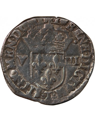 HENRI III - 1/8 ECU ARGENT 1580 T NANTES