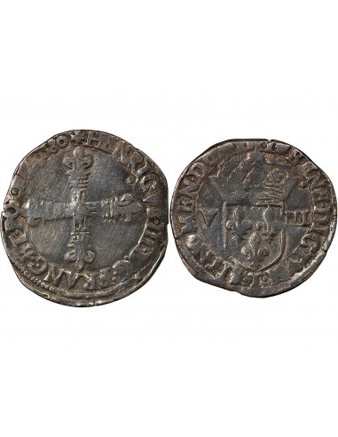 HENRI III - 1/8 ECU ARGENT 1580 T NANTES