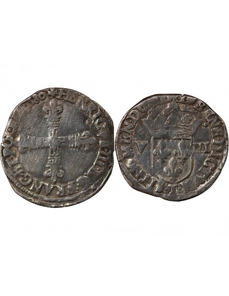 HENRI III - 1/8 ECU ARGENT 1580 T NANTES