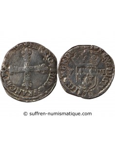 HENRI III - 1/8 ECU ARGENT 1580 T NANTES
