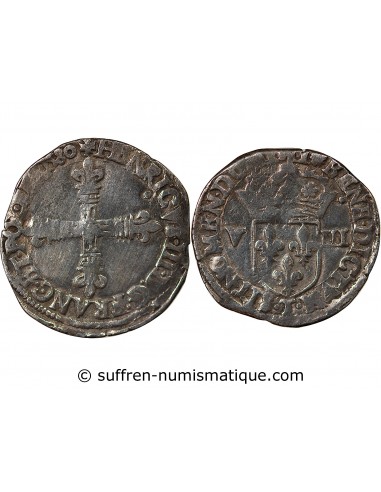 HENRI III - 1/8 ECU ARGENT 1580 T NANTES