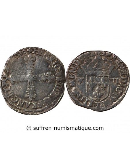 HENRI III - 1/8 ECU ARGENT 1580 T NANTES