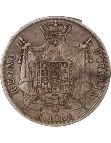 ITALIE, NAPOLEON Ier - 5 LIRE ARGENT 1812 M MILAN