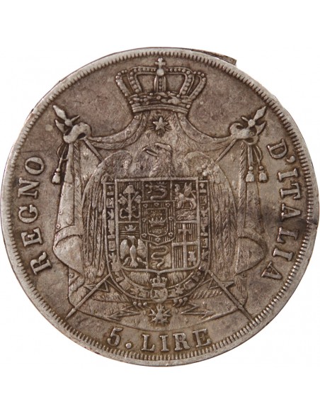 ITALIE, NAPOLEON Ier - 5 LIRE ARGENT 1812 M MILAN