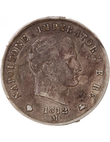 ITALIE, NAPOLEON Ier - 5 LIRE ARGENT 1812 M MILAN