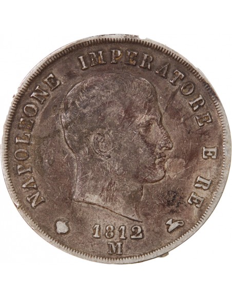 ITALIE, NAPOLEON Ier - 5 LIRE ARGENT 1812 M MILAN