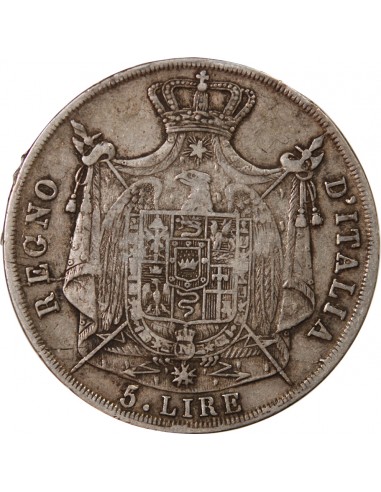 ITALIE, NAPOLEON Ier - 5 LIRE ARGENT 1812 M MILAN