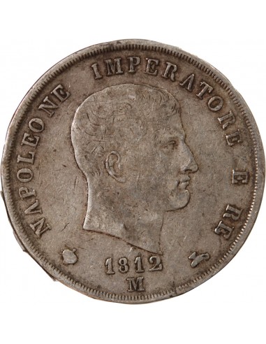 ITALIE, NAPOLEON Ier - 5 LIRE ARGENT 1812 M MILAN