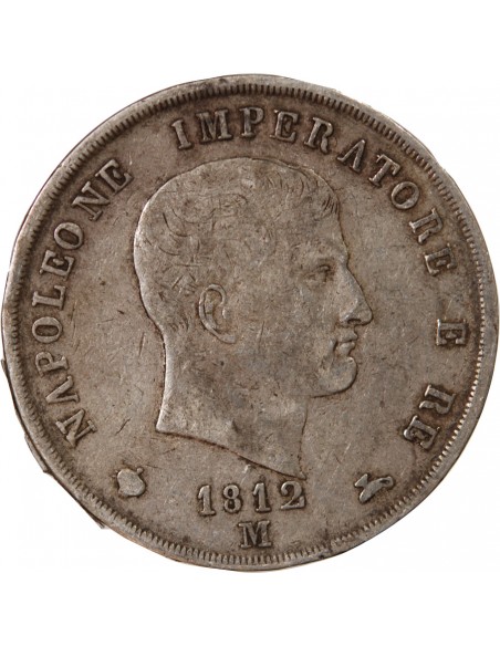 ITALIE, NAPOLEON Ier - 5 LIRE ARGENT 1812 M MILAN