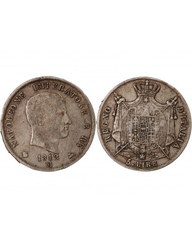 ITALIE, NAPOLEON Ier - 5 LIRE ARGENT 1812 M MILAN