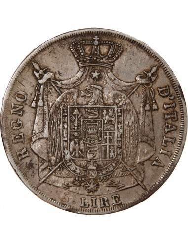 ITALIE, NAPOLEON Ier - 5 LIRE ARGENT 1812 M MILAN