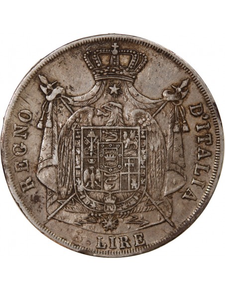 ITALIE, NAPOLEON Ier - 5 LIRE ARGENT 1812 M MILAN