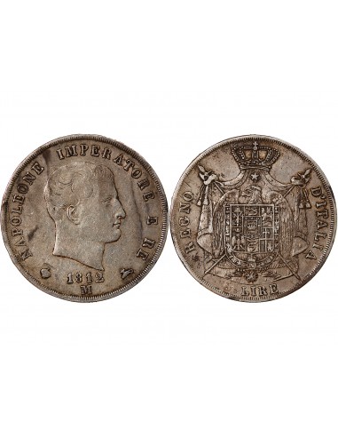 ITALIE, NAPOLEON Ier - 5 LIRE ARGENT 1812 M MILAN