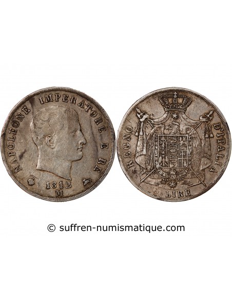 ITALIE, NAPOLEON Ier - 5 LIRE ARGENT 1812 M MILAN