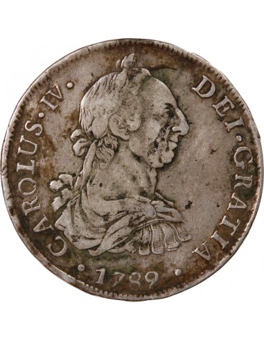 BOLIVIE, CHARLES IV - 8 REALES ARGENT 1789 POTOSI