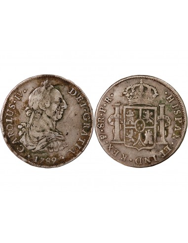 BOLIVIE, CHARLES IV - 8 REALES ARGENT 1789 POTOSI