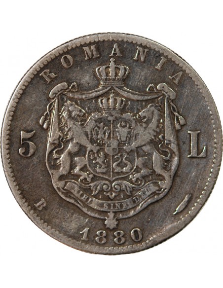 ROUMANIE, CAROL Ier - 5 LEI 1880 BUCAREST