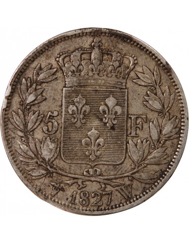 CHARLES X - 5 FRANCS ARGENT 1827 W LILLE