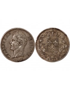 CHARLES X - 5 FRANCS ARGENT 1827 W LILLE 2