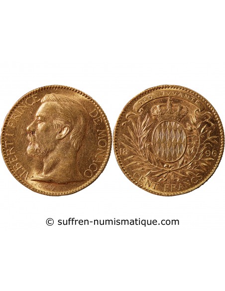 MONACO, ALBERT Ier - 100 FRANCS OR 1896 A PARIS