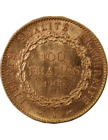GENIE - 100 FRANCS OR 1905 "Dieu protège la France"﻿﻿