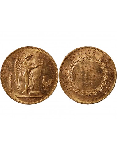 GENIE - 100 FRANCS OR 1905 "Dieu protège la France"﻿﻿
