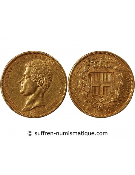 ITALIE, SARDAIGNE, CHARLES ALBERT - 100 LIRE OR 1834 TURIN