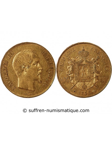 NAPOLEON III - 100 FRANCS OR 1858 A PARIS﻿