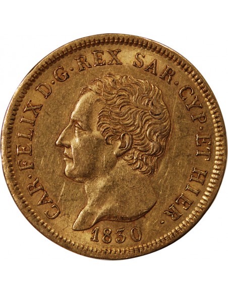 ITALIE, SARDAIGNE, CHARLES FELX - 80 LIRE OR 1830 GENES