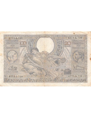 BELGIQUE - 100 FRANCS 11/07/1939 - PTTB