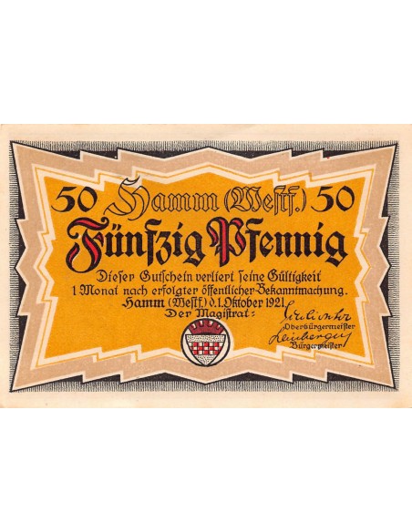 ALLEMAGNE, HAMM - 50 PFENNIG 1921