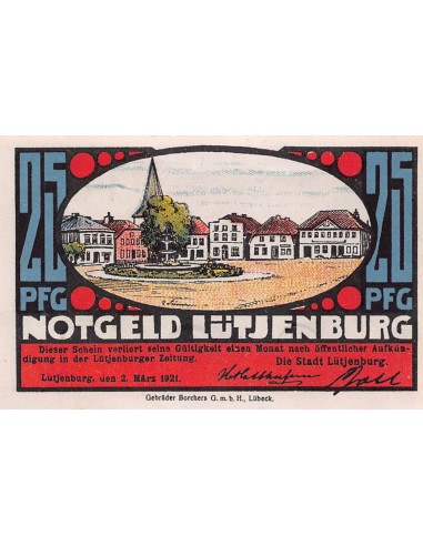 ALLEMAGNE, LÜTJENBURG - 25 PFENNIG 1921