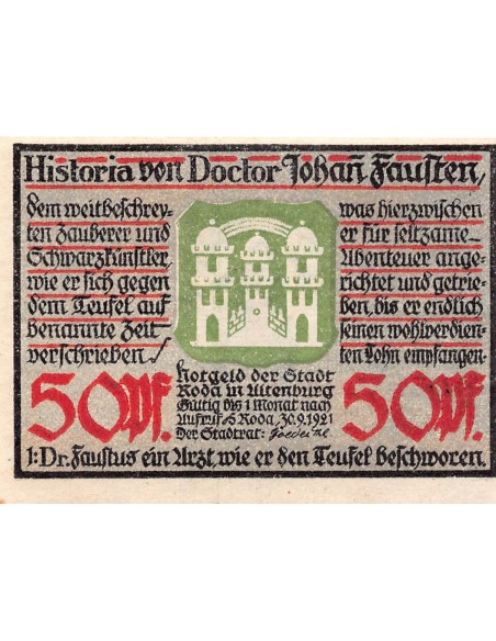 ALLEMAGNE, RODA - 50 PFENNIG 1921