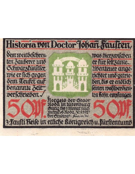 ALLEMAGNE, RODA - 50 PFENNIG 1921