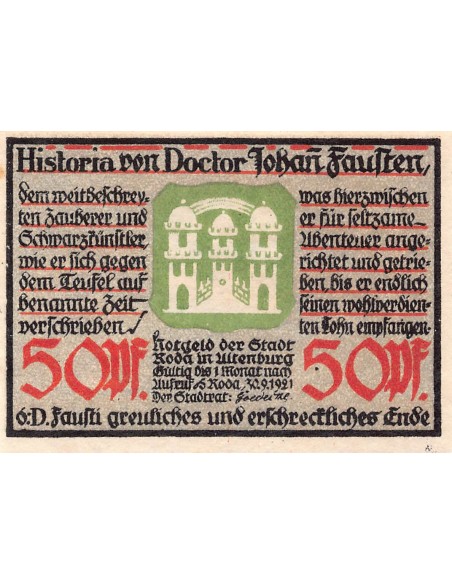 ALLEMAGNE, RODA - 50 PFENNIG 1921