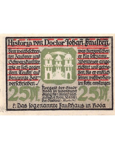 ALLEMAGNE, RODA - 25 PFENNIG 1921