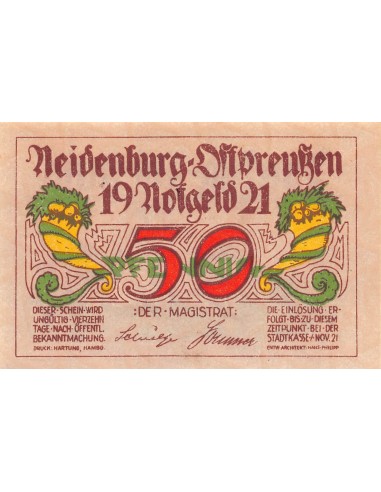 ALLEMAGNE, NEIDENBURG - 50 PFENNIG 1921