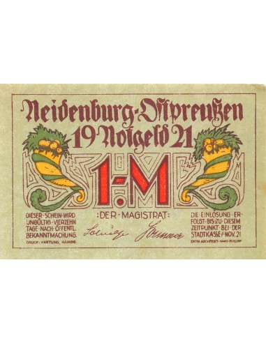 ALLEMAGNE, NEIDENBURG - 1 MARK 1921