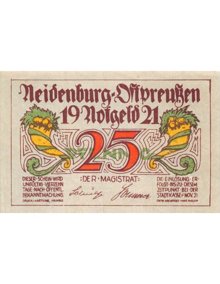 ALLEMAGNE, NEIDENBURG - 25 PFENNIG 1921