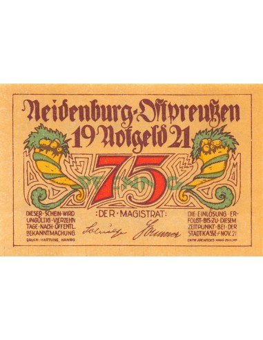 ALLEMAGNE, NEIDENBURG - 75 PFENNIG 1921