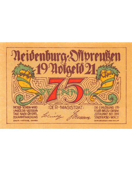 ALLEMAGNE, NEIDENBURG - 75 PFENNIG 1921